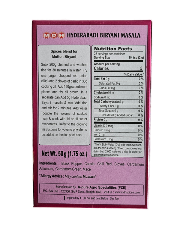 MDH Hyderabadi Biryani Masala 100 Gm - Image 3