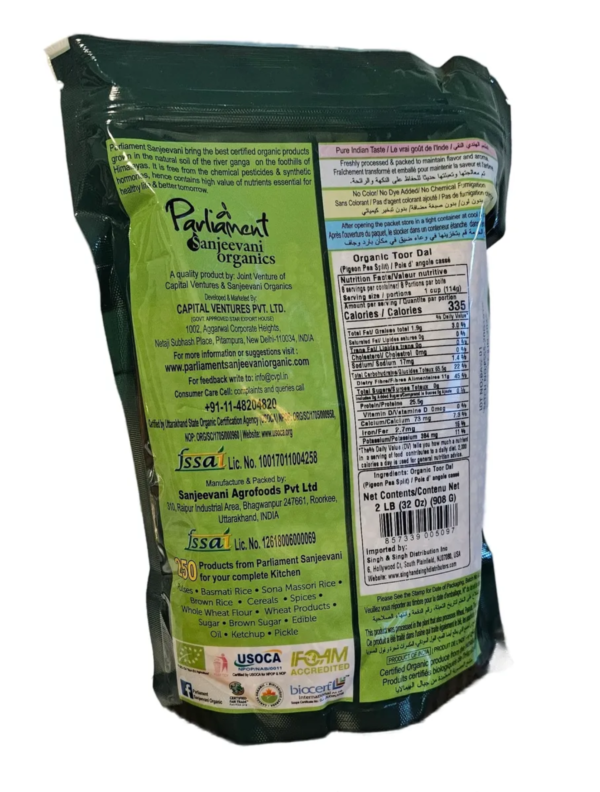 Sanjeevni  Organic Toor Arhar Dal 2Lb - Image 3