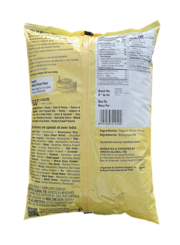 24 Mantra Organic Whole Wheat flour 10 Lb - Image 3