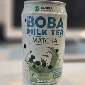 Boba Macha Milk Tea with Macha swirl and Boba pearls