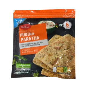 Haldirams Pudina Paratha pack of 360 grams featuring traditional Indian bread with mint flavor.