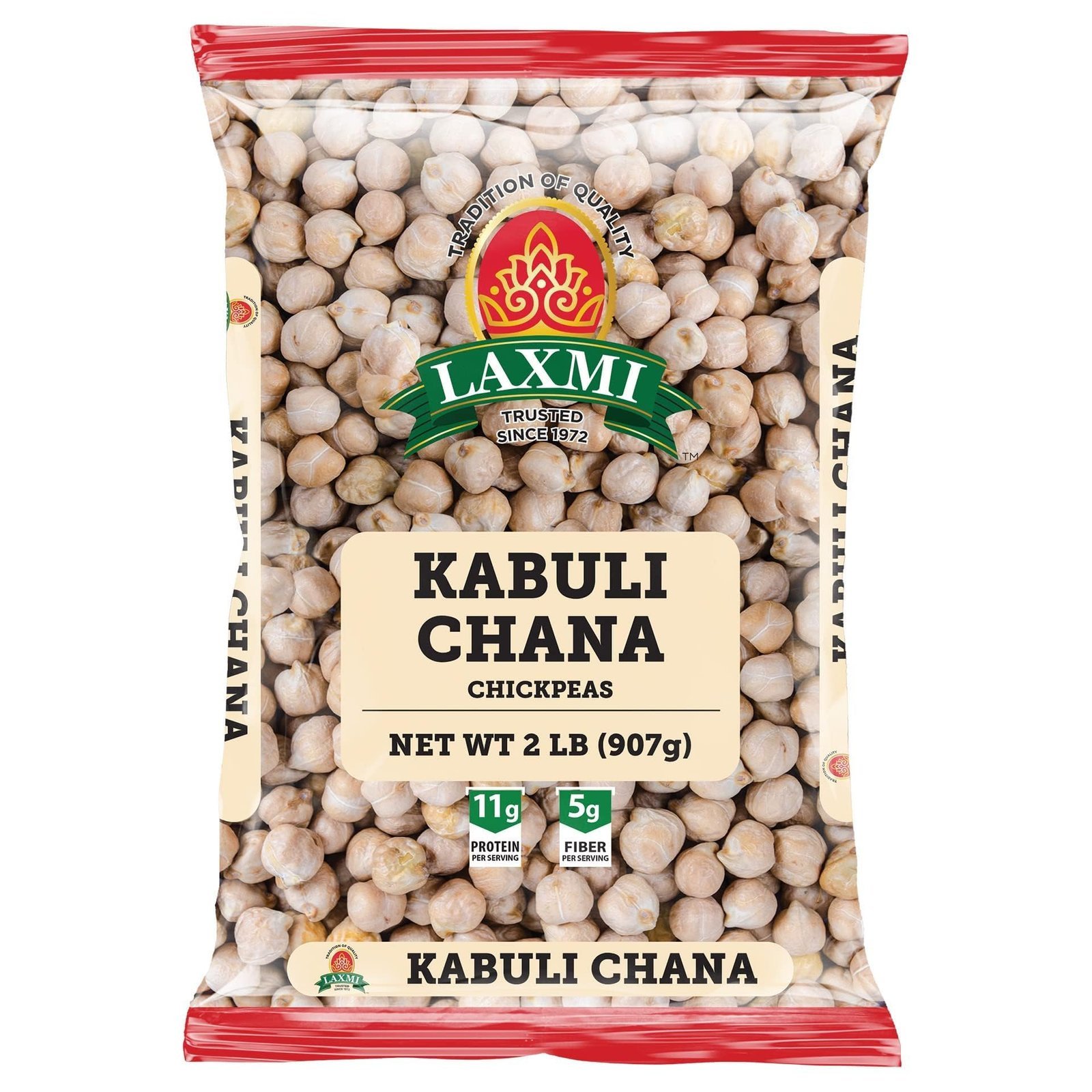 Laxmi Kabuli Chana 2 Lb package, a healthy source of protein and fiber.