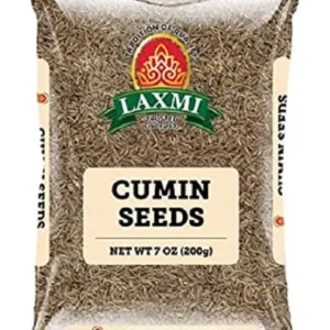 Laxmi Cumin Seeds in a package, 200 grams, for enhancing dishes with authentic flavor.