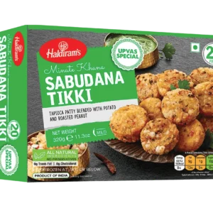 Haldirams Sabudana Tikki, a crispy Indian snack in a 11 oz pack