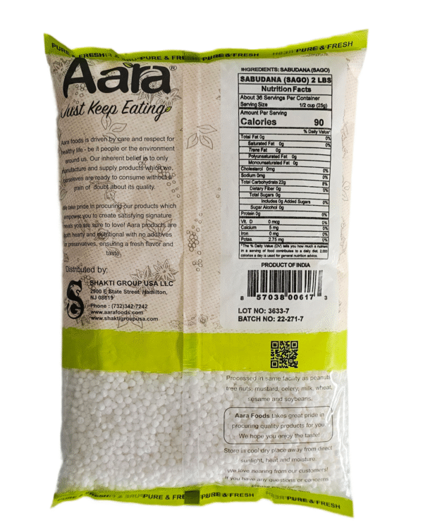 Aara Sabudana  Sago 2Lb AKA Tapioca Pearls - Image 3