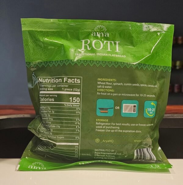 ARYA SPINACH ROTI - Traditional Indian Flatbread (15 PC Pack) - Image 3