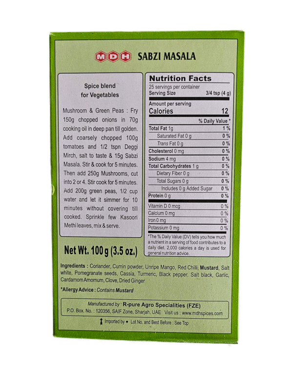 MDH Sabzi Masala 100 Gm - Image 3