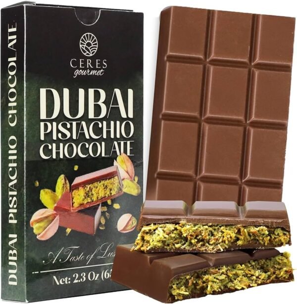 Ceres Gourmet - Dubai Chocolate Pistachio Bar – 2.3 oz (65g)