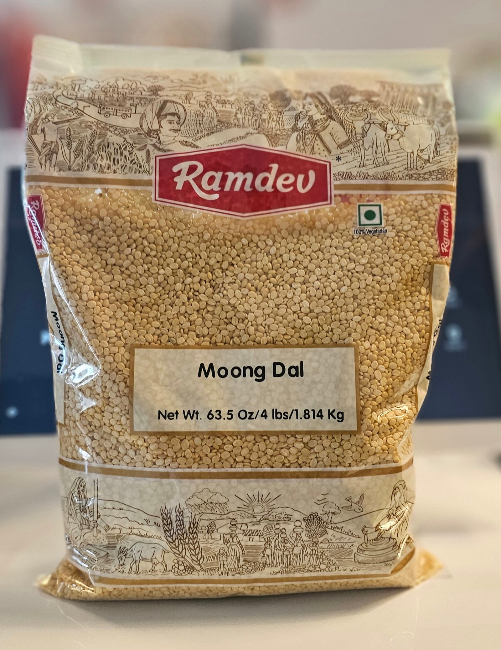 4lb pack of Ramdev Moong Dal, a staple for Indian cooking