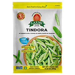 Laxmi Cut Tindora Frozen 300 Gm package featuring traditional Indian vegetable.