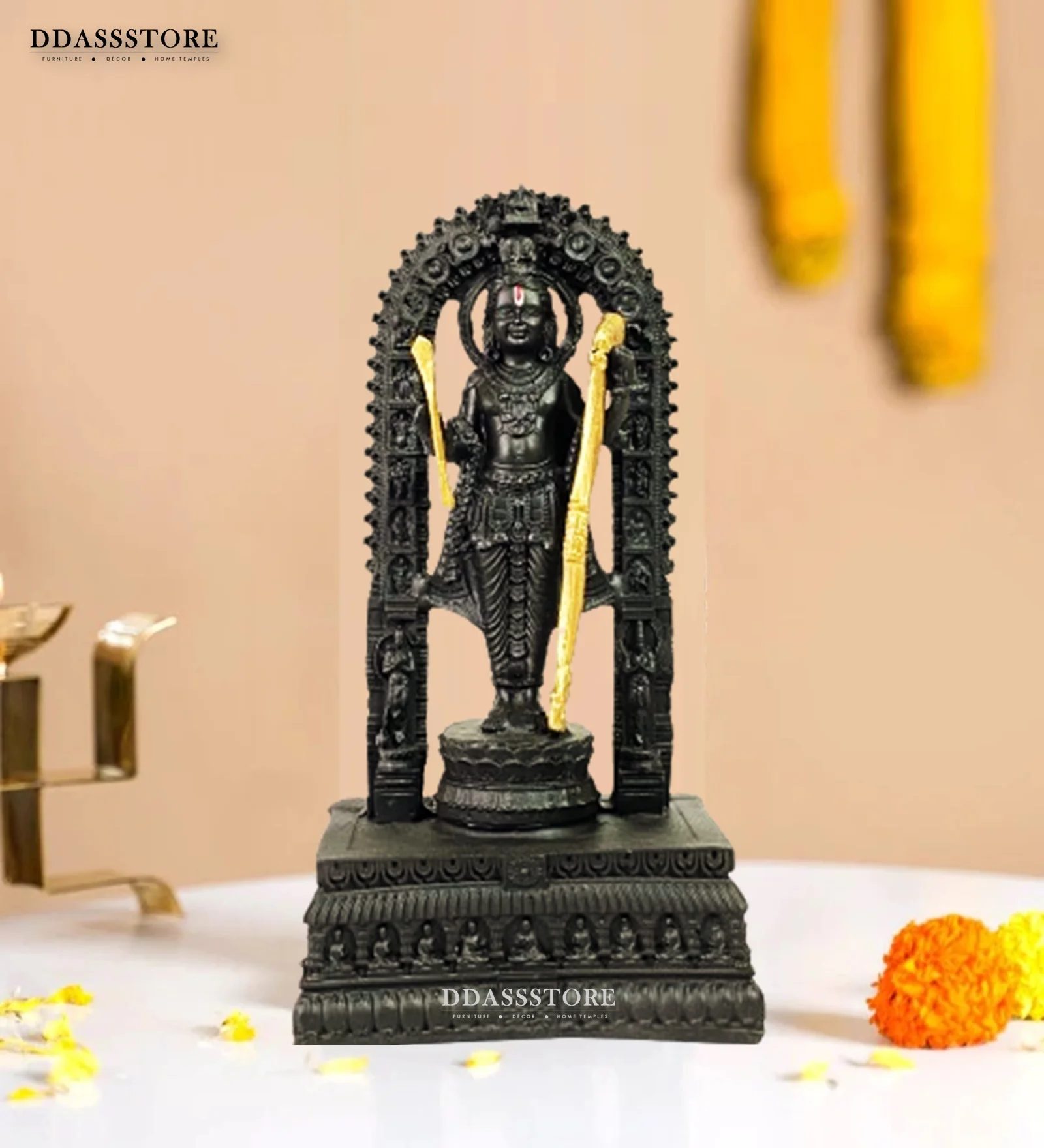 Miniature 7-inch Shri Ram Lalla idol sculpture from Ayodhya in black finish