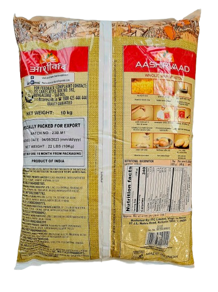 Aashirvaad Whole Wheat Atta / Flour 20Lb - Image 3