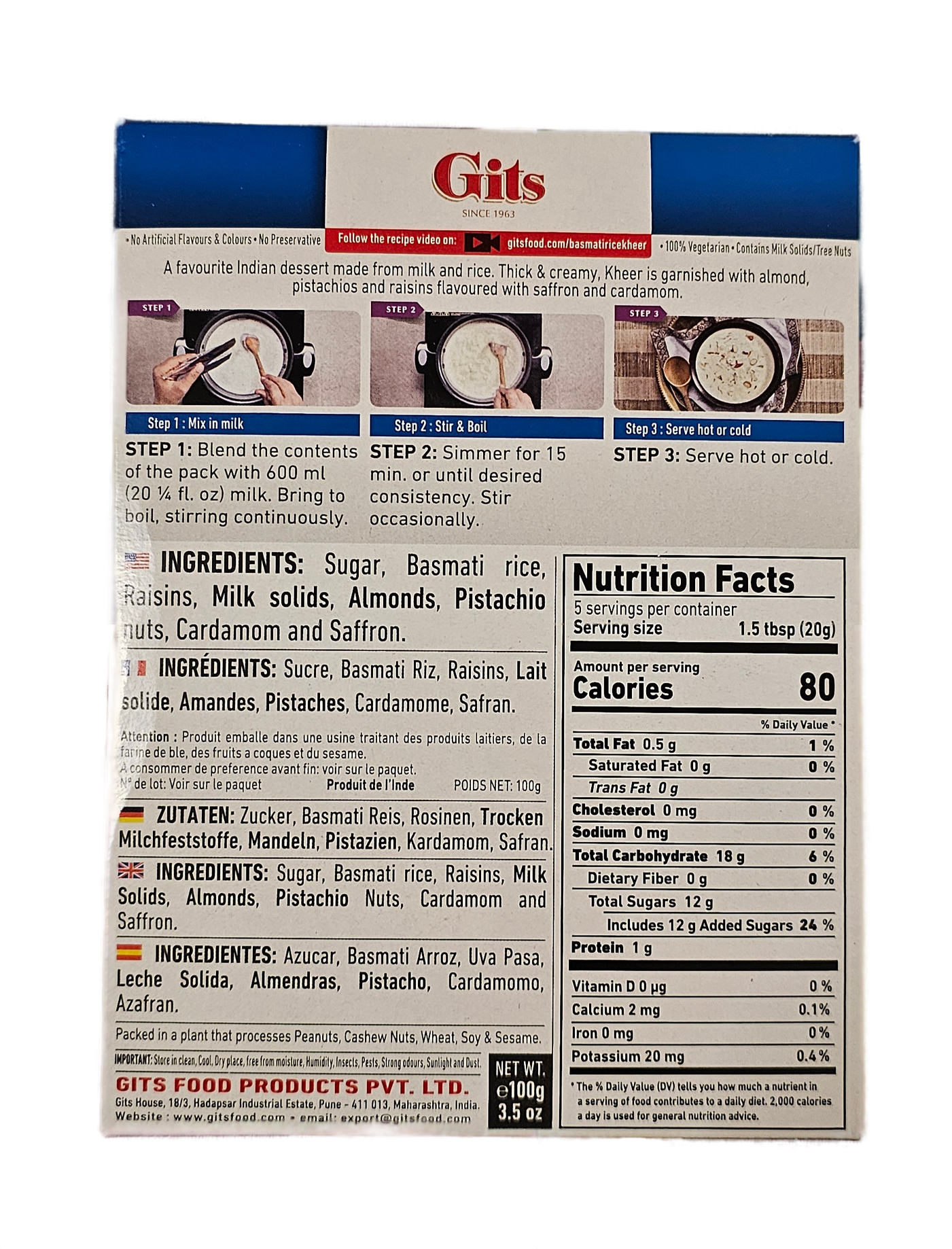 Gits Basmati Rice Kheer Mix 100 Gm - Image 3