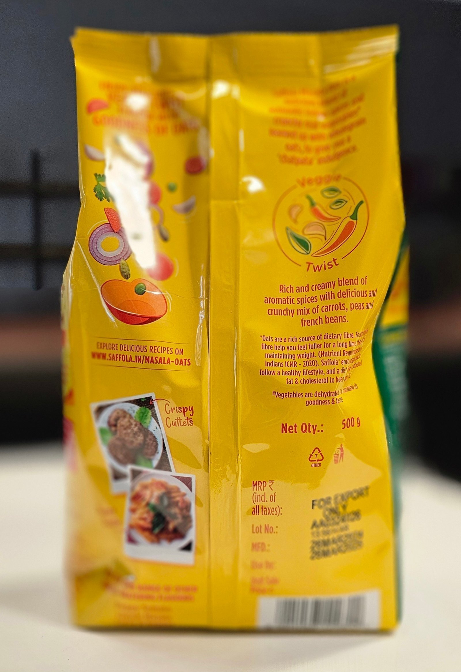 Saffola Masala Oats - Veggie Twist (1.1Lb) - Image 3