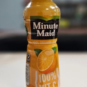 Minute Maid 100% Orange Juice in a clear bottle