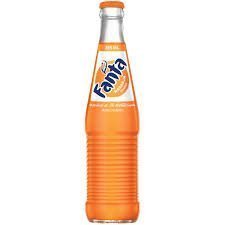 Fanta Orange soda in a 355ml glass bottle from Mexico