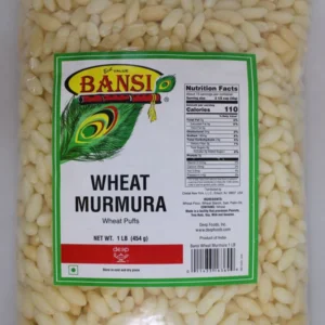 1lb pack of Bansi Wheat Murmura, a healthy puffed rice snack