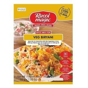 Rasoi Magic Biryani Spice Mix packaging, 50g, showcasing authentic Indian flavors.