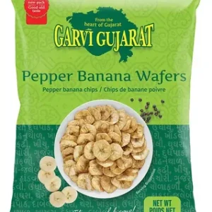 Garvi Gujarat Banana Pepper Chips in a 180g pack, a spicy Indian snack.