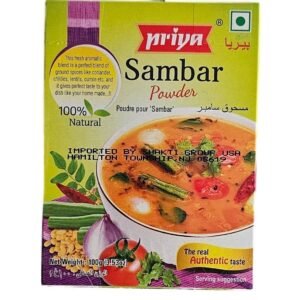 Priya Sambar Powder 100Gm packaging with spices for South Indian cuisine