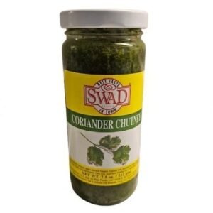 Swad Coriander Chutney in a jar, 212 Gm, perfect for enhancing meals.