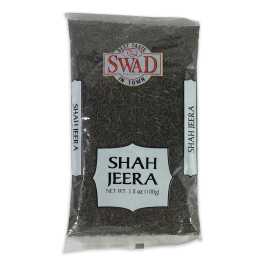 Swad Shah Jeera spice in a 3.5 oz package, known for its rich aroma and flavor.