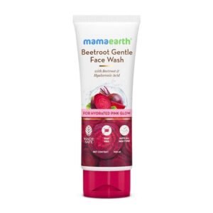Mamaearth Beetroot Facewash in a bottle with a pump dispenser