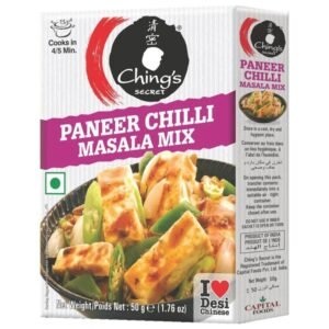 Chings Paneer Chilli Masala 50g packet with vibrant packaging