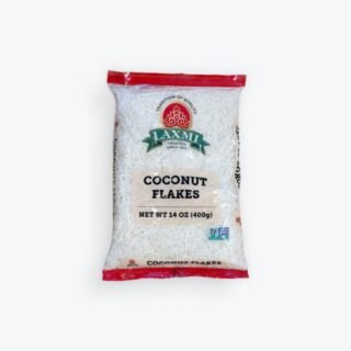 Laxmi Coconut Flakes in a 400g package, ideal for baking and cooking.