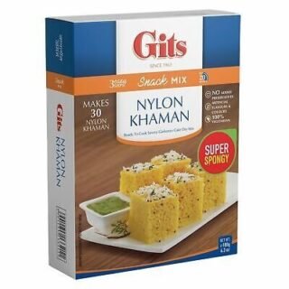 Gits Nylon Khaman instant mix package, 180g, featuring traditional Indian cuisine.