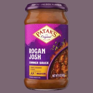 Patak Rogan Josh Curry Sauce in a jar, perfect for Indian dishes
