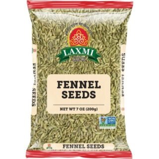 Laxmi Fennel Seeds in a clear package, ideal for cooking and digestion.