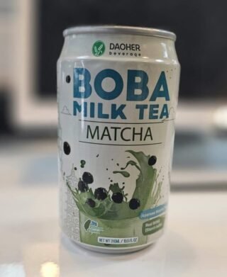 Boba Macha Milk Tea with Boba pearls and Macha swirl