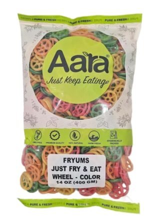 Aara Fryums Wheels snack pack, 400 gm, crispy snack for any occasion.