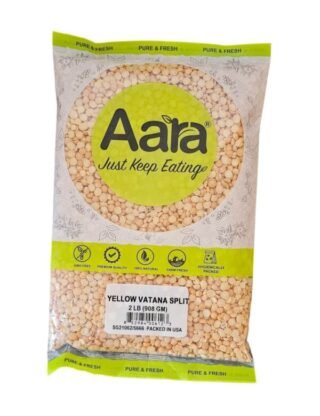 Aara Yellow Vatana Split 2 Lb package showcasing nutritious pulses.