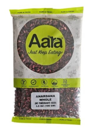 Aara Anardana Whole 100 Gm pack featuring pomegranate seeds