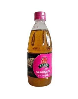 Bottle of Laxmi Sesame Oil, 500 ml, highlighting its rich flavor.
