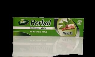 Dabur Herbal Neem Toothpaste packaging with natural ingredients