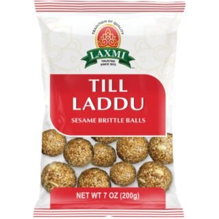 Laxmi Till Laddu 200g pack featuring traditional Indian sweets made from sesame seeds and jaggery.