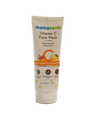 Mamaearth Vitamin C Face Wash in a 100 ml bottle with a bright yellow label