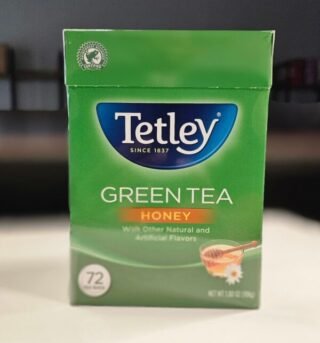Tetley Green Tea packaging featuring honey flavor
