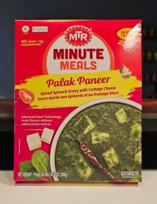MTR Palak Paneer dish in a bowl, featuring paneer and spinach in a rich sauce.