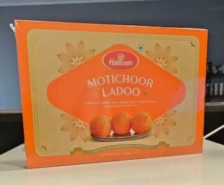 Haldiram's Motichoor Ladoo, a traditional Indian sweet in a 500g pack