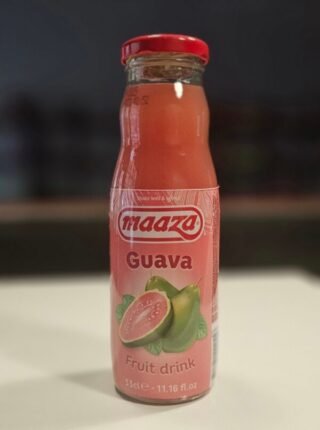 Bottle of Maaza Guava Fruit Drink showcasing tropical flavor