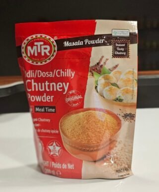 MTR Masala Powder for Idli, Dosa, and Chilly Chutney in a jar