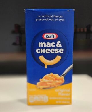 Box of Kraft Mac & Cheese Original Flavor with pasta and cheese sauce