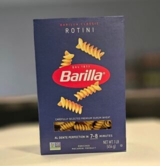 Barilla Classic Rotini Pasta in a package, 1 pound size.