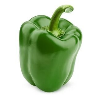 Fresh green bell pepper on a white background