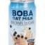 Boba Oat Milk Tea with chewy boba pearls in a clear cup