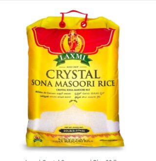 20 lb pack of Laxmi Crystal Sona Masoori Rice for Indian cooking